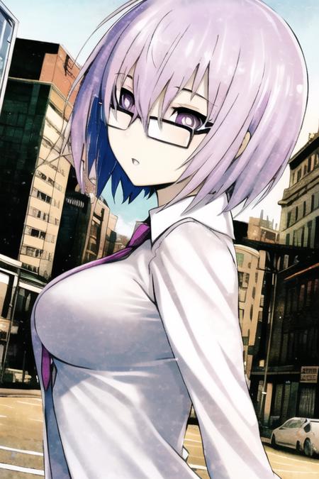 10093-713402947-best quality, masterpiece, hukestyle, mash kyrielight, 1girl, solo, light purple hair, white pupils, glasses, detailed, city.png